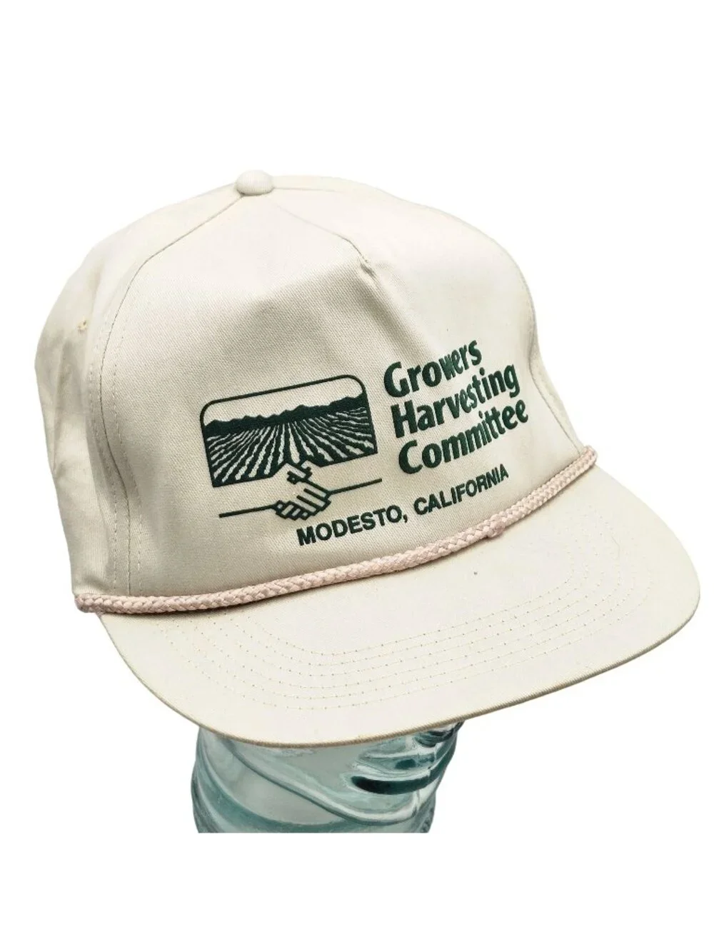 Growers Harvesting Committee Modesto CA Light Green Snapback Hat AG Farmers